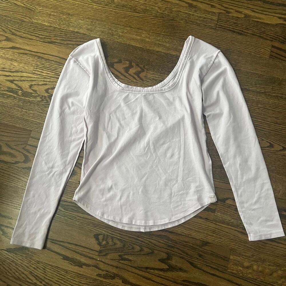 Baby pastel pink cotton long sleeve scoop neck Free People top